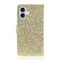 thumbnail image 3 of Leather For Apple iPhone 16 Plus Case 6.7",Glitter Sparkly Bling Flip Wallet Leather Case With Card Holder Shockproof Kickstand Protective Phone Cases Cover,Gold,For iPhone 16 Plus, 3 of 7