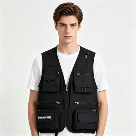 Men s Multi-Pocket Fishing Vest Outdoor Utility Cargo Vest for Fishing Photography Travel Work & Safari