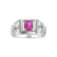 thumbnail image 1 of RYLOS Men's Rings Sterling Silver Rings Designer Weave Band 7X5MM Oval Gemstone & Diamond Ring Star Ruby July Birthstone Rings For Men Size 9, 1 of 6