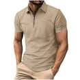 thumbnail image 7 of Ceisia Men's Slim Fit Short Sleeve Zip-Up Polo Shirt Turn-Down Collar Textured Fabric Spring Summer Shirt Gift, 7 of 7