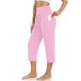 thumbnail image 2 of Lenpel Capri Pants for Women Casual Loose High Waisted Straight Leg Lounge Yoga Pants Workout Cropped Trousers with Pockets, 2 of 6