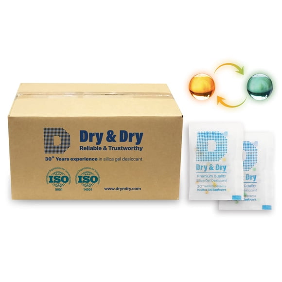 Sobres de gel de sílice Dry & Dry de 5 g con indicador naranja, 1000 unidades