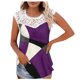 thumbnail image 1 of Camiseta sin mangas de encaje con estampado de mujer Camiseta sin mangas de empalme de cuello redondo Camiseta ligera y cómoda delgada OAVQHLG3B Store lin121212, 1 of 5