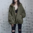 thumbnail image 3 of Ladies Loose Plush Long Sleeve Zipper Pullover Pocket Color Sweater Coat, 3 of 6