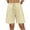 Beige, variant on BLVB Women's High Waisted Workout Shorts Long Bermuda Gym Yoga Shorts with Zipper Pockets Athletic Knee Length Running Shorts