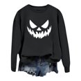 thumbnail image 3 of WEIWEN Halloween Sweatshirt for Women 2026 Funny Pumpkin Face Printed Crewneck Long Sleeve Tops Women's Clothing Dressy Casual Fall Outfits for Women Sweaters Black, S, 3 of 6