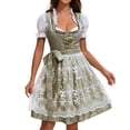 thumbnail image 4 of LEKODE oktoberfest outfits women dirndl dress Bavarian Dress tracht dress Womens Dress Germany Short Sleeve Dirndlbluse Blouse Dress Stage Performance Dress Blackish Green L, 4 of 8