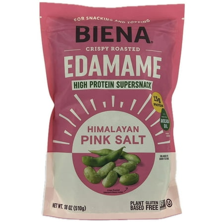 Biena Crispy Roasted Edamame, Himalayan Pink Salt, 18 Ounce