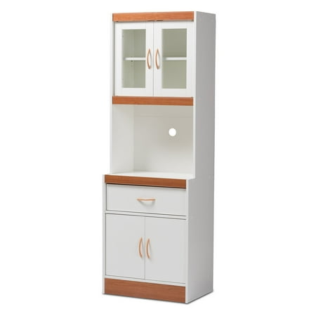 Baxton Studio Laurana Modern and Contemporary White and Cherry Finished Kitchen Cabinet and