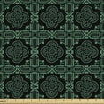 thumbnail image 1 of Abstract Fabric by the Yard, Repetitive Monochrome Leaves and Flowers Ornaments Illustration, Upholstery Fabric for Dining Chairs Home Decor Accents, Charcoal Grey and Jade Green by Ambesonne, 1 of 5