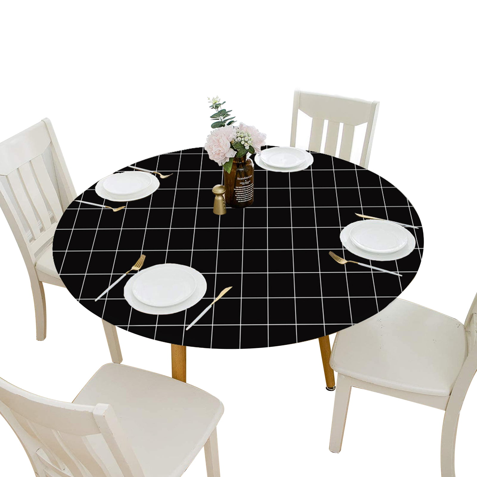 Polyester Round Tablecover Table Cloth Catering Events Elastic Band Fitted 