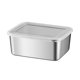 thumbnail image 1 of Caja de acero inoxidable para guardar alimentos en el frigorífico con tapa de plástico, ideal para preparar mariscos, frutas y verduras, para picnic, 1 of 3