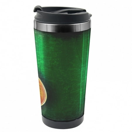

Guitar Travel Mug Floral Acoustic Pattern Steel Thermal Cup 16 oz by Ambesonne