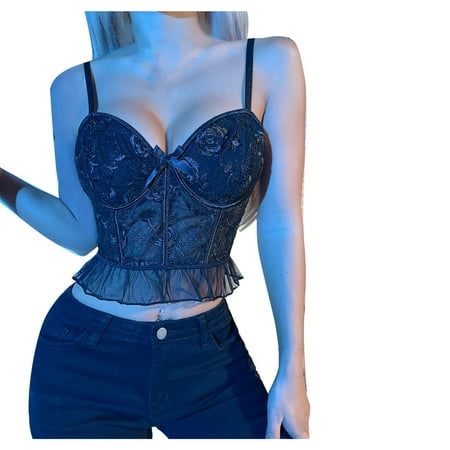 

Rdeuod Valentines Lingerie for Women Ladies Fashion Sexy Lingerie Hollow Lace Flowers Ruffles Sexy Underwear Inside Vest