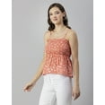 thumbnail image 3 of Moomaya Womens Printed Shoulder Strap Top, Square Neck, Smocked Casual Summer Cotton Top, 3 of 7