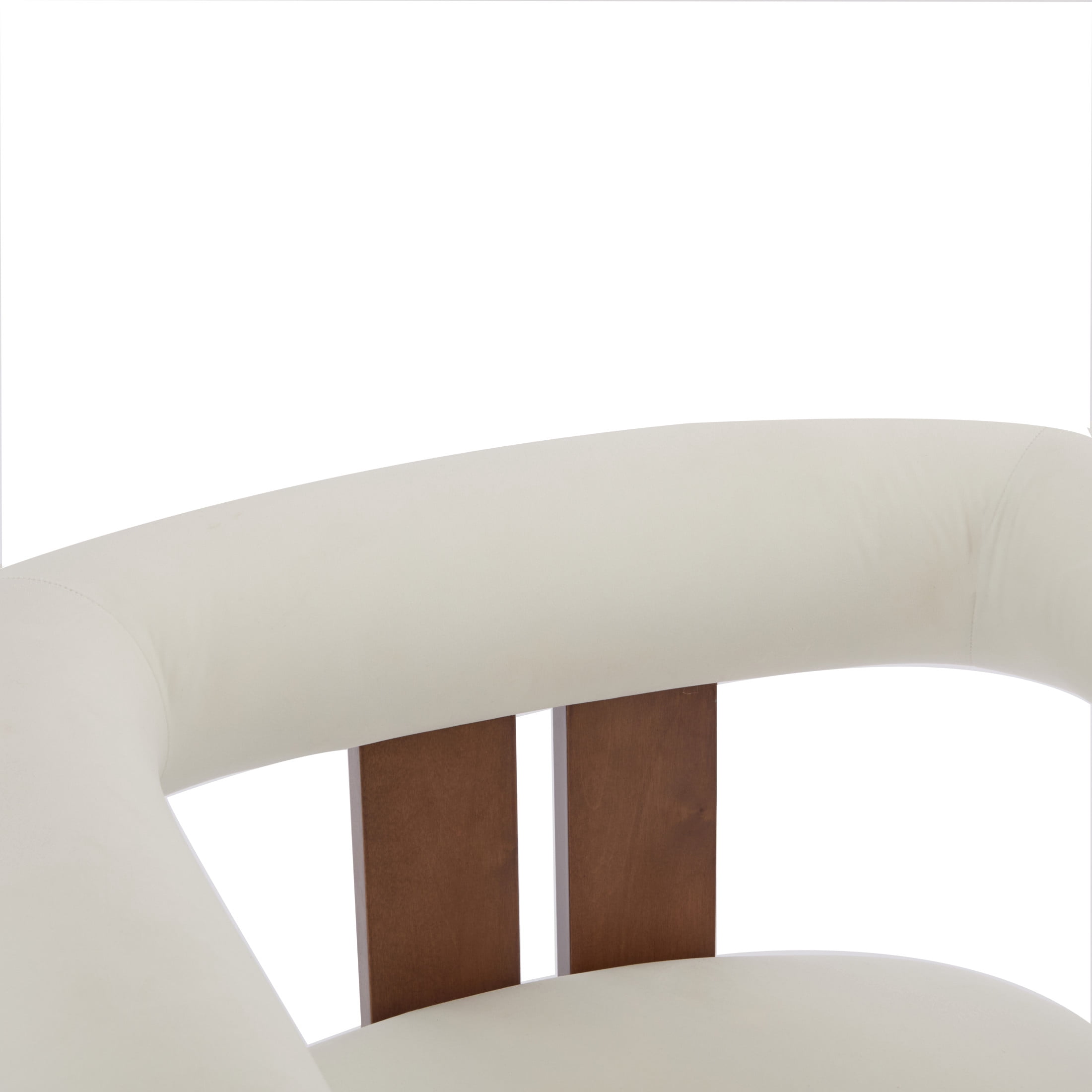 Ralis Modern Upholstered Velvet Accent Arm Chair, Wood, Beige + Walnut