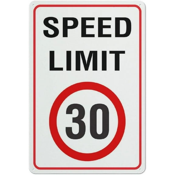 Speed Limit 30Km Sign Outdoor Metal Sign - 12 X 8 Metal Signs For Business, Workplace, Office, Home, Delivery Signs, Road Signs, Garden Signs