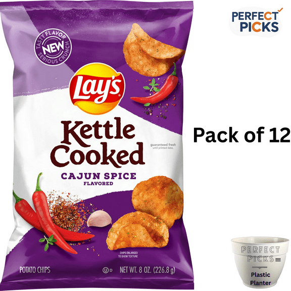 Lay's Kettle Cooked Cajun Spice Flavored Potato Chips, 8 oz Single Bag ( 3 Pack )