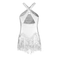 thumbnail image 2 of Zaldita Kids Girls Latin Dance Hip Hop Jazz Performance Costume Sparkly Tassel Leotard Fringed Bodysuit Dancewear Silver 8, 2 of 6