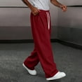 thumbnail image 3 of Men's Wide Leg Sweatpants Baggy Casual Drawstring Waist Joggers Lounge Sweat Pants with Pockets Red L, 3 of 6
