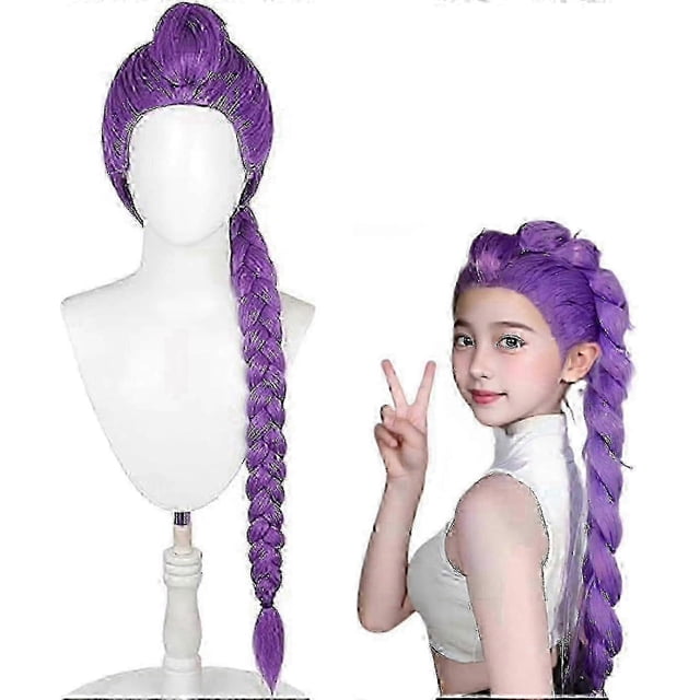 Demon Hunters Costume Wigs Cosplay For Kids, Rumi Costume Wigs Purple Braids Wig Halloween Cosplay Props, Anime Cosplay Wig