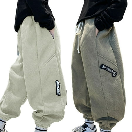 

QUDDERR 3-13Y Kids Boys Sweat Pants Casual Pants for Baby Winter Corduroy Slacks with Extra Thick Pockets