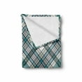 thumbnail image 2 of Checkered Soft Flannel Fleece Blanket, Vintage Fashion English Country Style with Modern Look in Soft Colors, Cozy Plush for Indoor and Outdoor Use, 50" x 60", Aqua Pale Grey White, by Ambesonne, 2 of 6