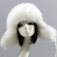 thumbnail image 6 of Earflap Hat Thickened Fluffy Windproof Cute Ball Down Lining Ear Faux Fur Men Women Outdoor Cycling Winter Cap for Shopping Adult Red, 6 of 8