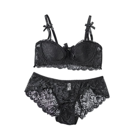 Yuhangmm Womens Sexy Lace Lingerie Womens Comfortable And Breathable Gathering Oversized Bra Set plus Size Lingerie for Women