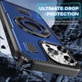 thumbnail image 2 of for iPhone 12 Pro Max Case with Stand, Shockproof Drop Resistant Protection Cover Finger Ring Rugged Phone Case with Built-in 360° Rotatable Ring Kickstand for iPhone 12 Pro Max, Blue, 2 of 8