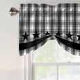 thumbnail image 4 of Gray Black Plaid Tie Up Valance Curtains for Windows, Kitchen Curtains Window Treatments, Vintage Star Greyish Buffalo Lattice Short Window Shades Valances for Bedroom Bathroom Cafe 54"x18", 4 of 8