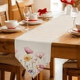 thumbnail image 2 of Pink Yellow Flowers Table Runner Linen Burlap Table Runner 72 Inches Long Spring BotanicaL Wild Florals Art Dresser Scarves for Kitchen Island Coffee Dining Party Wedding Holiday Decor 14"x72", 2 of 8