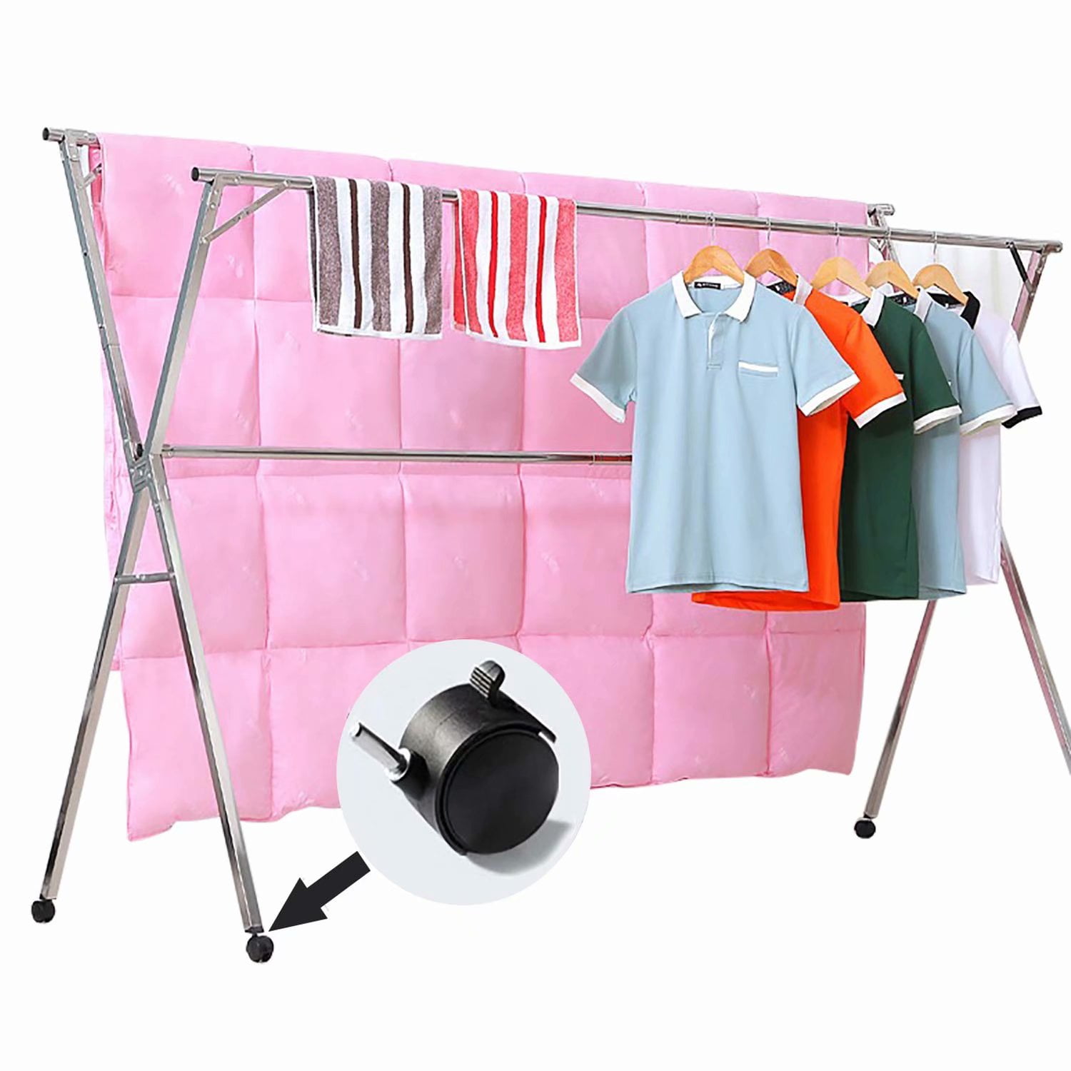 Free Installed Stainless Steel Clothes Drying Rack Foldable Space Stainless Steel Laundry Drying Rack