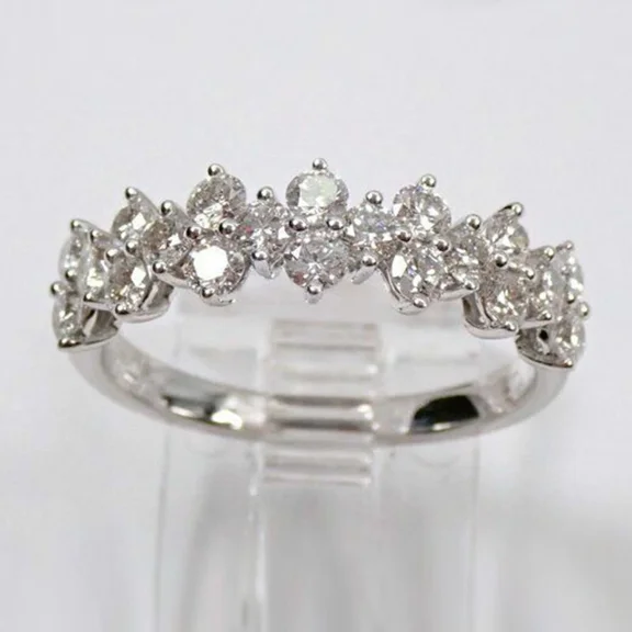 Anniversary Wedding Ring 2.30 Ct Round Cut White Moissanite 14k White Gold Plated