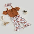 thumbnail image 3 of 3PCS Toddler Girl Short Sleeve Romper Rib Knit Button Bodysuit Flare Pants Clothes, 3 of 6