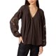 thumbnail image 1 of ASTR The Label Blusa con botones cortados con láser para mujer, verde, XS, 1 of 1