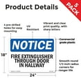thumbnail image 2 of Fire Extinguisher Through Door In Hallway OSHA Notice Rigid Plastic Sign 24 Inch x 18 Inch - 5 Pack, 2 of 8