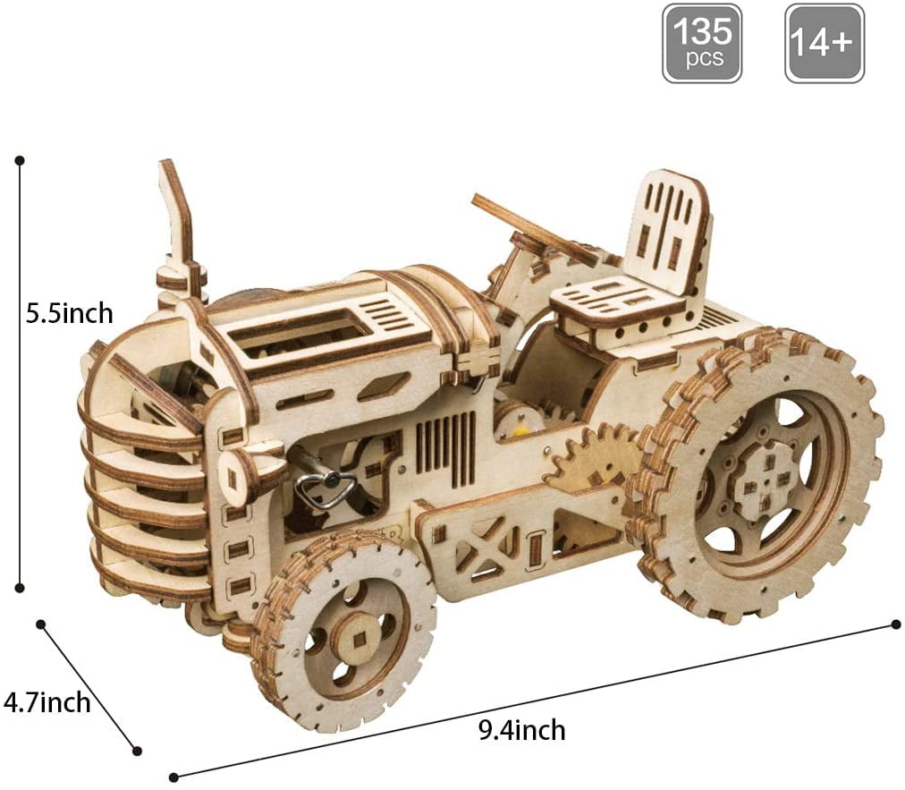 Robotime "Tractor" 3D Puzzle Wooden Mechanical Model Kits Self Assembly 