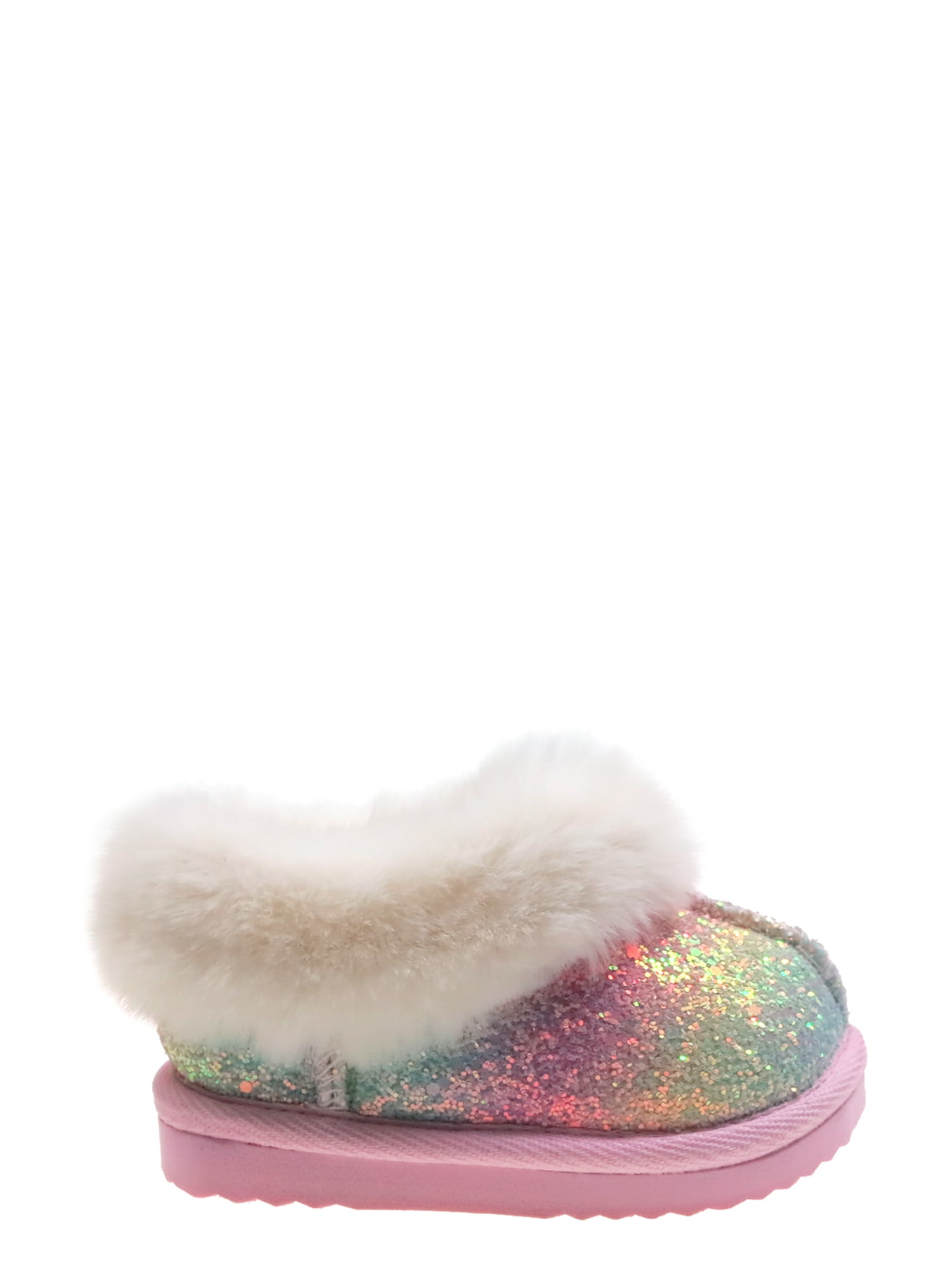 Wonder Nation Baby Girls Faux Fur Trim Slippers
