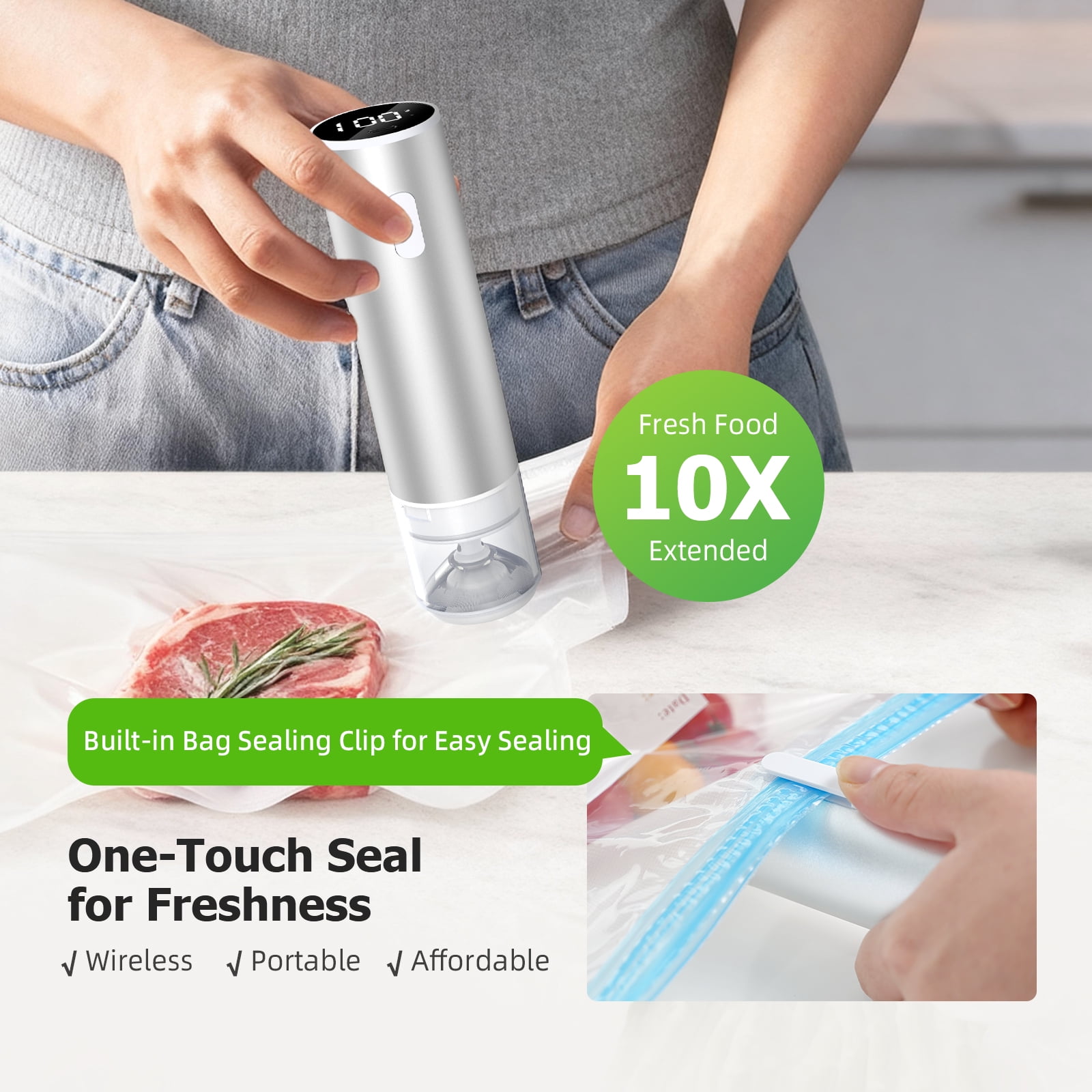 INKBIRD Father‘s Day Portable Label Makers and KZ100 Handheld Vacuum Sealers, Picnic - perfect Portable Comb,Outdoor,Kitchen