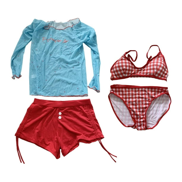 Conjunto de bikini para mujer, traje de baño femenino de cuatro piezas para club, piscina, relax y natación. L