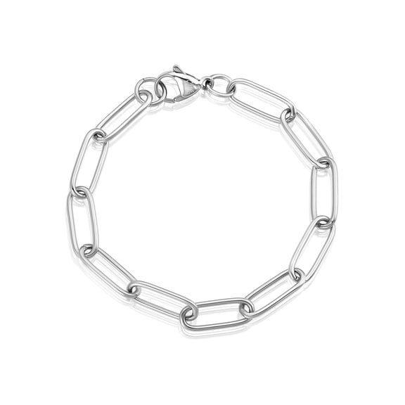 ELYA Jewelry Women's Adjustable Paperclip Steel Bracelet - Large - 8.75"