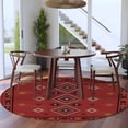 thumbnail image 3 of Red Boho Round Area Rug 8Ft Washable Large Circle Rugs for Living Room Dorm, Country Tribe Ethnic Geometric Stripes Art Non-Slip Carpet Floor Mats Indoor Outdoor Carpet Runner Aesthetic Home Decor, 3 of 8