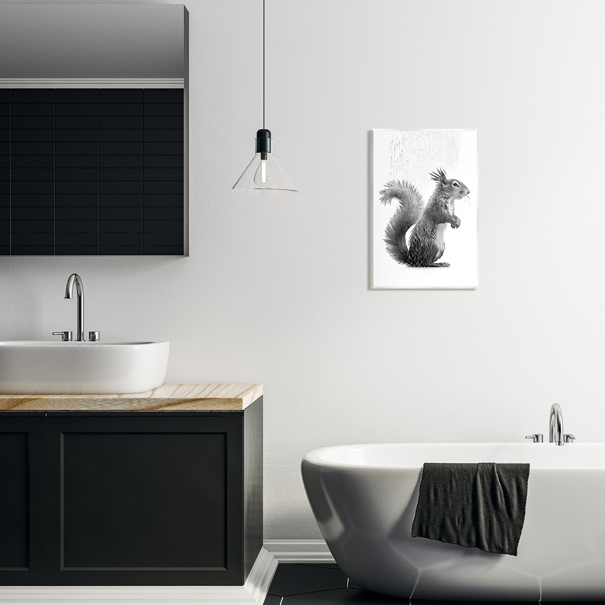 Stupell Industries Squirrel Bathroom Splash Animals & Insects Painting Unframed Art Print Wall Art, 13 x 19