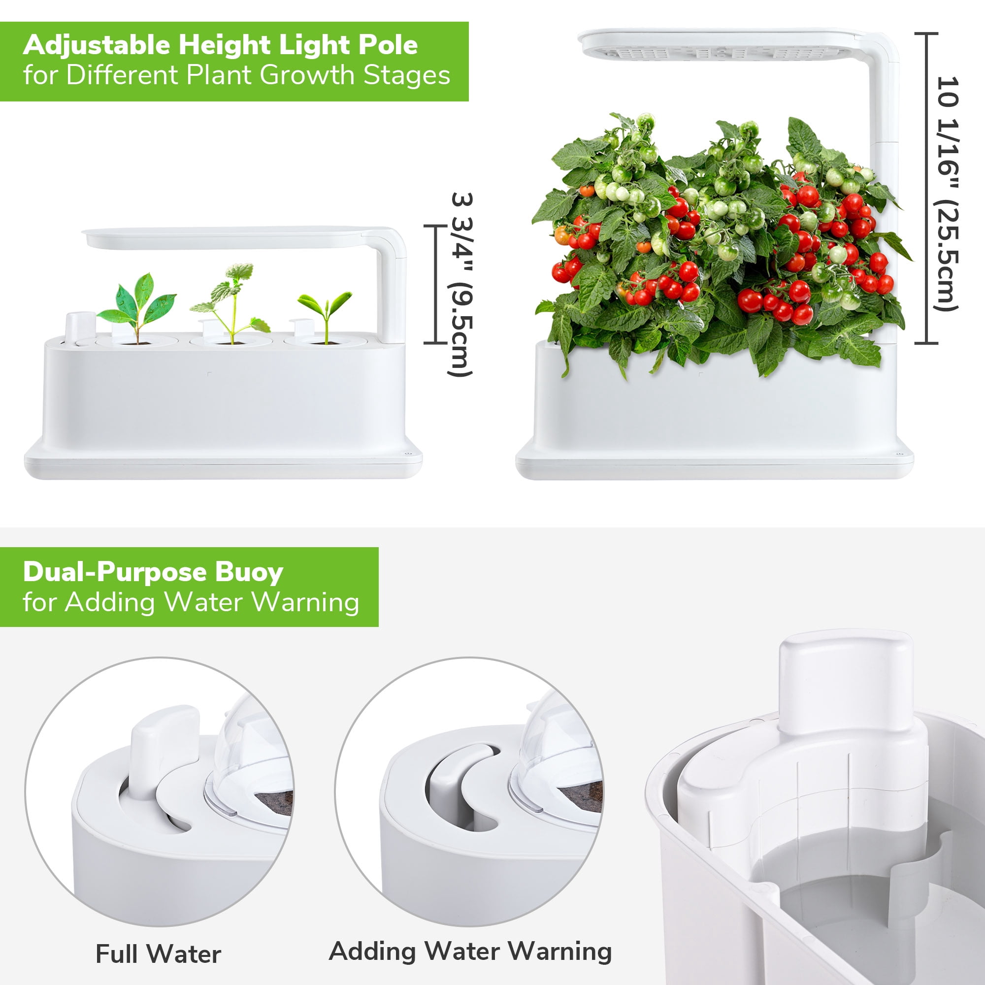 Yescom 3 Pots Hydroponic Growing System Plant Germination Kit with LED Light Indoor Herb Garden Home Kitchen