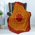 thumbnail image 4 of Mandala Soft Flannel Fleece Throw Blanket, Ornate Painting Indigenous Hippie Influences, Cozy Plush for Indoor and Outdoor Use, 50" x 70", Dark Yellow and Paprika, by Ambesonne, 4 of 5