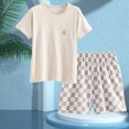 thumbnail image 2 of KPOPLK Toddler Baby Girl Summer Clothes Short Sleeves T-Shirt Tee Tops + Shorts Cute Outfits Set Size 7-8 Years,Grey, 2 of 7