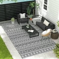 thumbnail image 4 of Barara King Rug,Non Slip Rugs,Indoor Door Mat,Reversible Outdoor Rug Carpet RV Camping Rugs with Carry Bag, 9' x 18', Gray & Cream White Boho, 4 of 11
