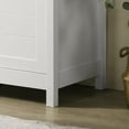 thumbnail image 4 of Lilola Home White Storage Cabinet with Oak Accent Finish and Framed Slatted Panel Design, 4 of 7