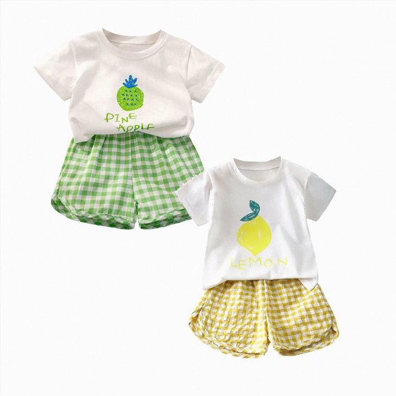 4PCS Baby Toddler Girl's Short Sleeve Tshirt and Short Set 0-7 Years Girls Two Piece Outfits Summer